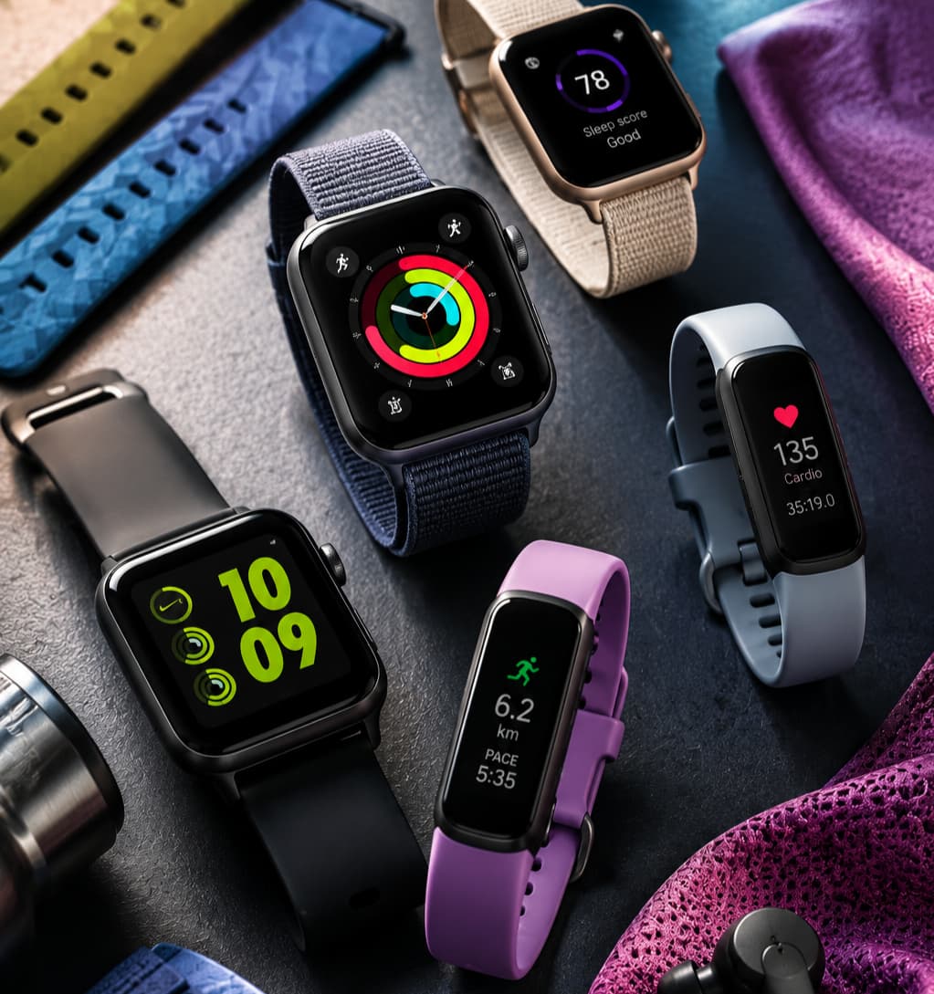 Smartwatches showing connected health tracking